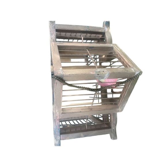 Vintage Bird Cage With Two Wood Perches - Picture 7 of 14